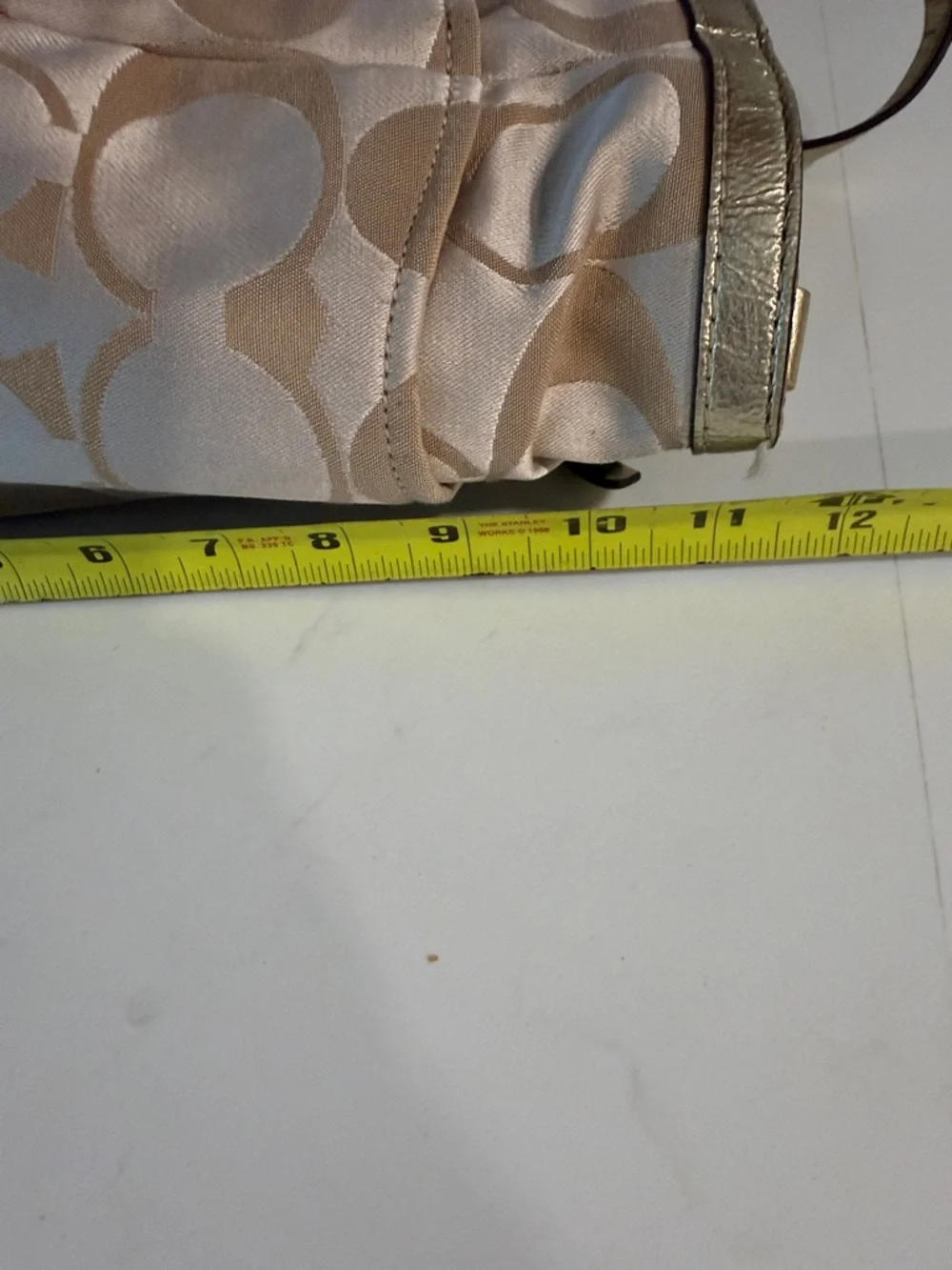 Vintage  Coach Beige Signature Graffiti Sateen Tote/Diaper Bag with Gold Trim